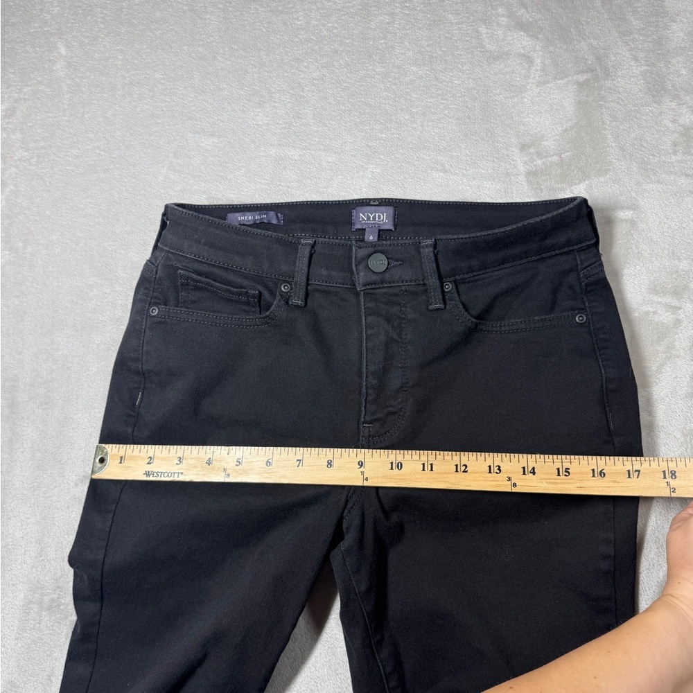 NYDJ Sheri Slim Black Lift Tuck Zip Fly Stretch Denim Jeans Size 6 - Picture 5 of 16